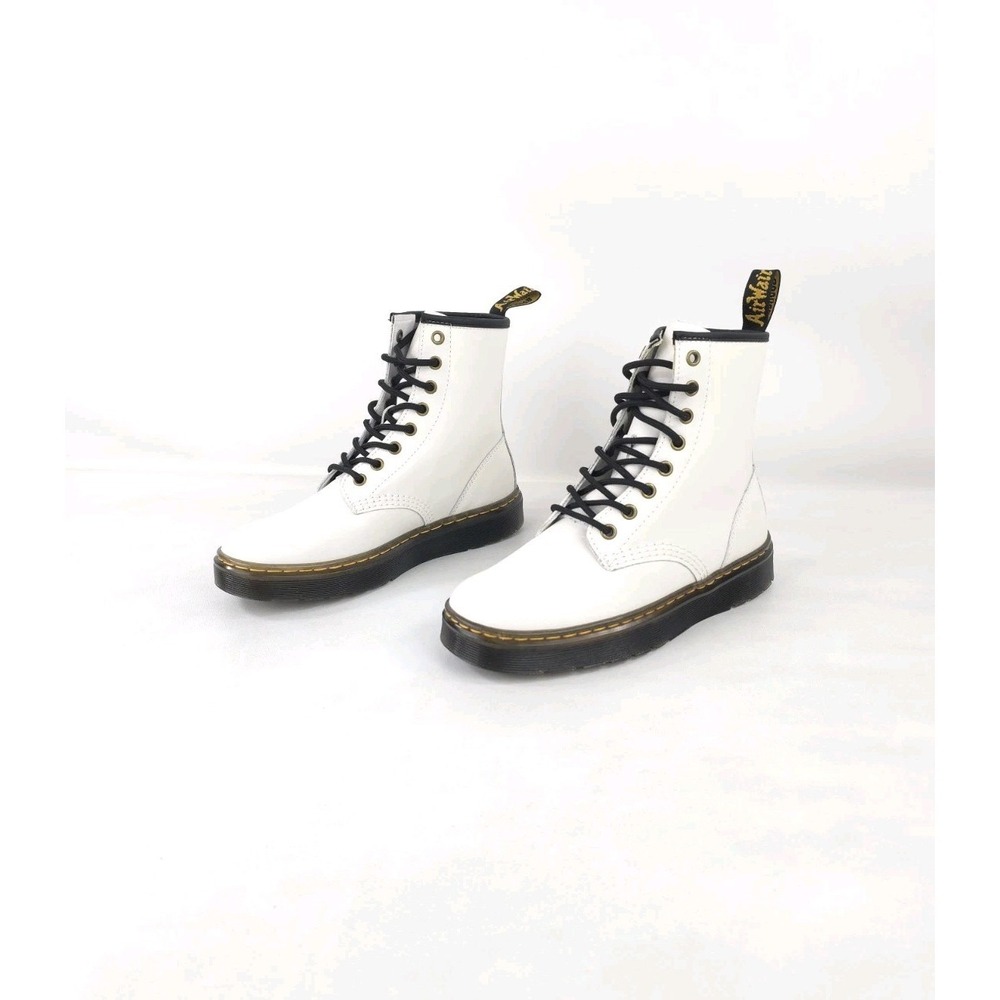 Dr Martens Zavala Womens Size 7 Combat Boots White Leather Platform 6 US M
